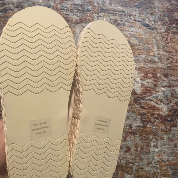 Boho Vegan Leather Cream Espadrille Slip on Sandals Size 7.5 - Picture 8 of 8